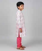 Load image into Gallery viewer, Super Soft Ikkat Print Kurta Pajama Set for Kids in Modal Satin - CuddlesClothing