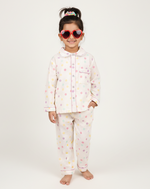 Load image into Gallery viewer, Kids Polka Dot Seersucker Cotton Nightsuit - CuddlesClothing