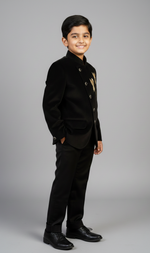 Load image into Gallery viewer, Boys' Black Velvet Jodhpuri Set - CuddlesClothing