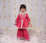Load image into Gallery viewer, Girls Rani Pink Leheriya Sharara Set - CuddlesClothing
