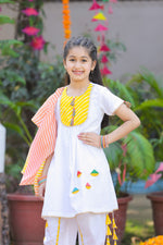 Load image into Gallery viewer, Girls White Embroidered Holi Dhoti Set - CuddlesClothing