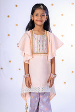 Load image into Gallery viewer, Peach Mirror Work Kurta for Girls - CuddlesClothing
