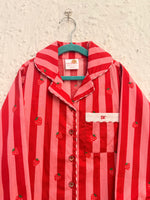 Load image into Gallery viewer, Girls Strawberry Stripe Nightsuit in Pink and Red - CuddlesClothing