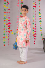 Load image into Gallery viewer, Boys Pink Muslin Kurta Pajama Set - CuddlesClothing
