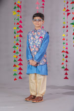 Load image into Gallery viewer, Boys Embroidered Jacket & Chanderi Kurta Set - CuddlesClothing