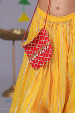 Load image into Gallery viewer, Girls Yellow & Red Bandhani Lehanga Choli Set - CuddlesClothing