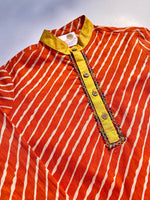 Load image into Gallery viewer, Boys Cotton Orange Leheriya Print Festive Kurta Set - CuddlesClothing