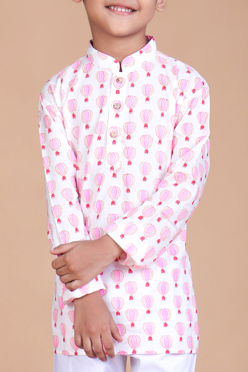Hot Air Balloon Print Kurta Pajama For Boys CuddlesClothing