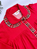Load image into Gallery viewer, Girls Red Frock Style Flannel Nightsuit - CuddlesClothing