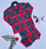 Load image into Gallery viewer, Kids Red Plaid Flannel Nightsuit - CuddlesClothing