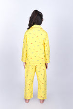 Load image into Gallery viewer, Kids Yellow Safari Animal Cotton Nightsuit - CuddlesClothing