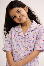 Load image into Gallery viewer, Girls Cotton Muslin Kuromi Print Nightsuit Set