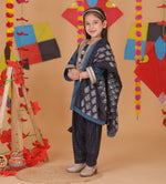 Load image into Gallery viewer, Girls Velvet Kurta with Georgette Printed Salwar & Dupatta Set - CuddlesClothing