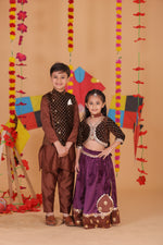 Load image into Gallery viewer, Girls Velvet Lehanga Choli Set - Luxury Kids' Festive Wear - CuddlesClothing