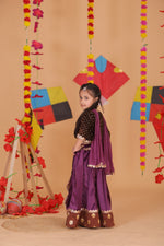 Load image into Gallery viewer, Girls Velvet Lehanga Choli Set - Luxury Kids' Festive Wear - CuddlesClothing