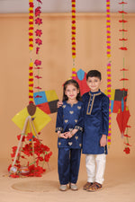 Load image into Gallery viewer, Girls Velvet Kurta and Pant Set - Embroidered Hearts - CuddlesClothing