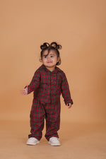 Load image into Gallery viewer, Dreamy Check Cotton Night Suit For Kids - CuddlesClothing