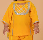 Load image into Gallery viewer, Girls Yellow Velvet Suit Set - CuddlesClothing