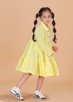 Load image into Gallery viewer, Girls Yellow Cotton Dress with Heart Patch - CuddlesClothing