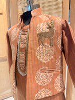 Load image into Gallery viewer, Rust Deer Motif Georgette Kurta Jacket Set