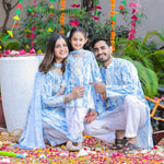 Load image into Gallery viewer, Blue Tie-Dye Girls' Kurta Set with Salwar - CuddlesClothing