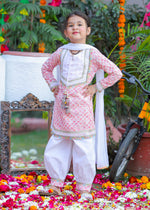 Load image into Gallery viewer, Girls Pink Chikankari Kurta & Salwar Set - CuddlesClothing