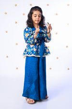 Load image into Gallery viewer, Girls Royal Blue Heritage Print Peplum Top and Palazzo Set - CuddlesClothing