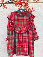 Load image into Gallery viewer, Red Flannel Check Dress For Girls - CuddlesClothing