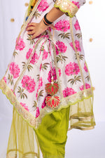 Load image into Gallery viewer, Girls' Floral Kurta & Lime Dhoti Set - CuddlesClothing