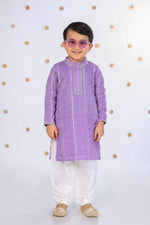 Load image into Gallery viewer, Lavender Phoolwari Kurta Set For Boys - CuddlesClothing