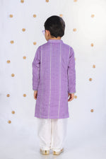 Load image into Gallery viewer, Lavender Phoolwari Kurta Set For Boys - CuddlesClothing