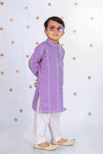 Load image into Gallery viewer, Lavender Phoolwari Kurta Set For Boys - CuddlesClothing
