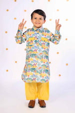 Load image into Gallery viewer, Boys' Safari Print Kurta with Yellow Salwar - CuddlesClothing