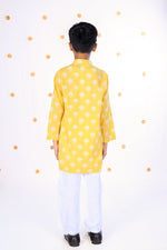 Load image into Gallery viewer, Boys Pastel Yellow Floral Kurta Set - CuddlesClothing