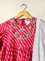 Load image into Gallery viewer, Girls Rani Pink Leheriya Sharara Set - CuddlesClothing