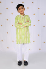 Load image into Gallery viewer, Boys Lime Green Chevron Kurta Set - CuddlesClothing