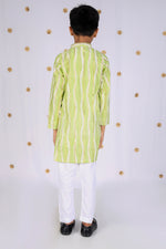 Load image into Gallery viewer, Boys Lime Green Chevron Kurta Set - CuddlesClothing