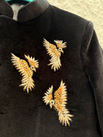 Load image into Gallery viewer, Boys' Black Velvet Jodhpuri Set - CuddlesClothing