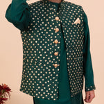 Load image into Gallery viewer, VrindRaaj-Green Bandhani Kurta Jacket Ensemble - CuddlesClothing