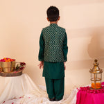 Load image into Gallery viewer, VrindRaaj-Green Bandhani Kurta Jacket Ensemble - CuddlesClothing