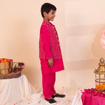 Load image into Gallery viewer, Bandhanraj – Pink Bandhani Print Nehru Jacket Set - CuddlesClothing