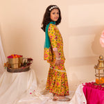 Load image into Gallery viewer, Girls' Mustard Patola Sharara Set - CuddlesClothing