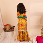 Load image into Gallery viewer, Girls' Mustard Patola Sharara Set - CuddlesClothing