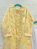 Load image into Gallery viewer, Boys Yellow Mirror Work Kurta Set - Festive Indian Ethnic Wear - CuddlesClothing