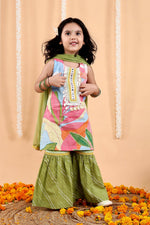 Load image into Gallery viewer, Tropical Floral Kurta Garara Set with Mukaish Dupatta