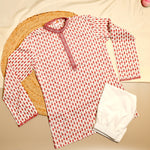 Load image into Gallery viewer, Handcrafted Block Print Cotton Kurta Pajama with Thread Embroidery - CuddlesClothing