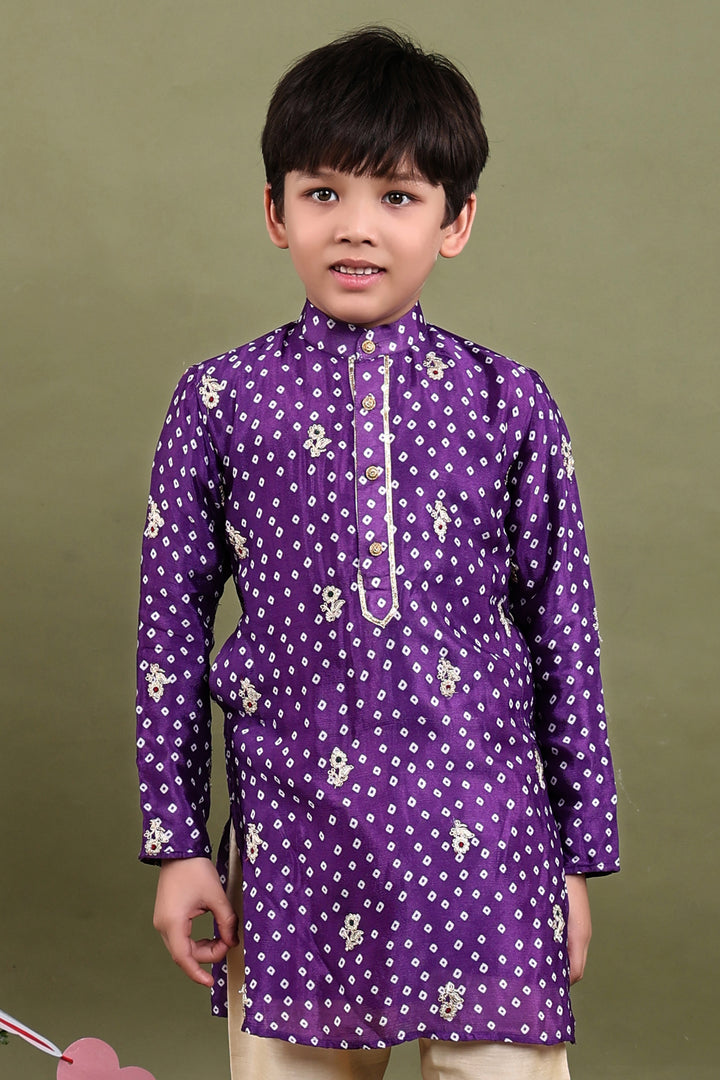 Jamuni Bandhani Modal Satin Kurta Pajama Set