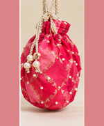 Load image into Gallery viewer, Gulbahar Banarasi Kurta Pant Set with Potli
