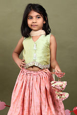 Load image into Gallery viewer, Gulbahar Blush Brocade Lehenga Set for Girls
