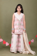 Load image into Gallery viewer, Pink Chanderi Embroidered Sharara Set for Girls